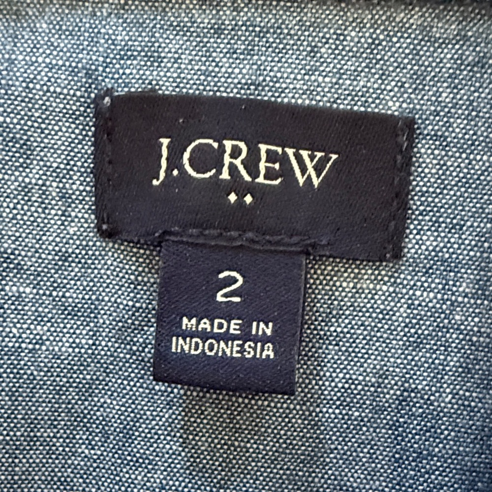 J. Crew Blue Chambray Button-Up Mini Dress with Tie Waist - Picture 2 of 3